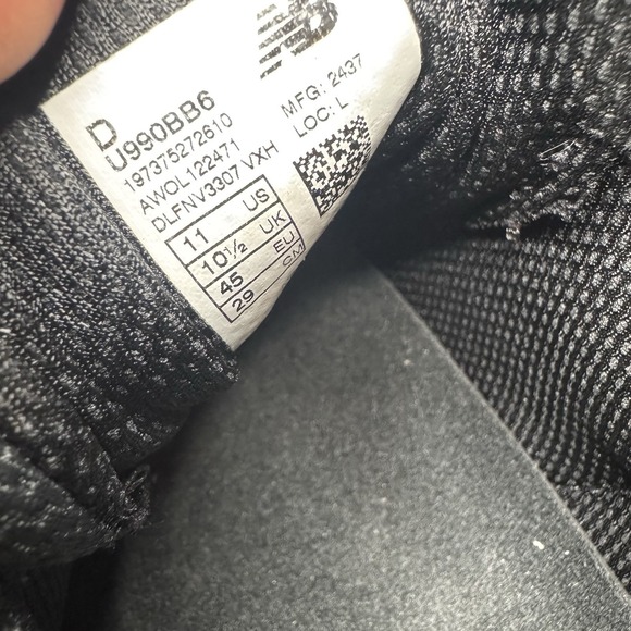 New Balance NB 990V6 U990BB6 Triple Black Made In USA Suede 11 D Excellent! - Picture 9 of 9